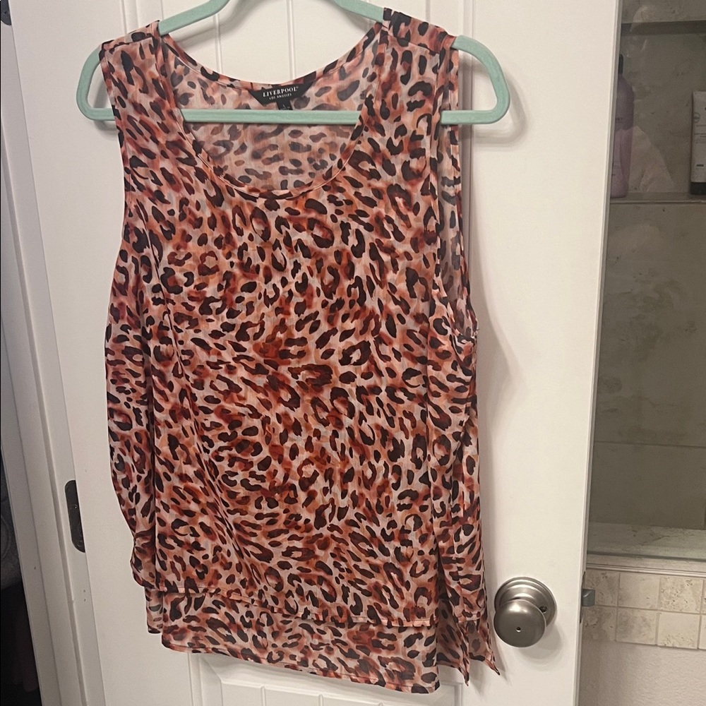 Liverpool Multicolor Leopard Print Blouse